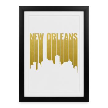 La silhouette dorée de La Nouvelle-Orléans - Affiche encadrée (27 × 37 cm) - noir - Devant