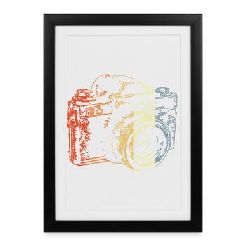 Dessin de caméra analogique rétro - Affiche encadrée (27 × 37 cm) - noir - Devant
