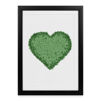 coeur de mousse décorative vert juteux - Affiche encadrée (27 × 37 cm) - noir - Devant