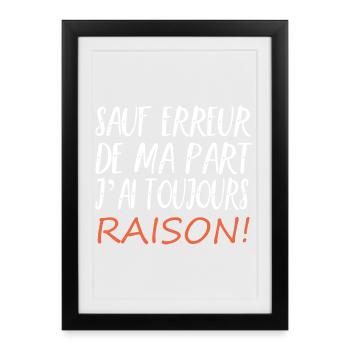 sauf Erreur de ma Part J'Ai Toujours Raison - Affiche encadrée (27 × 37 cm) - noir - Devant
