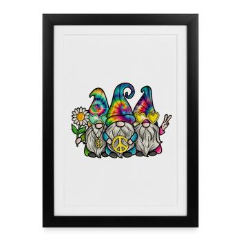 Hippie Gnomes Peace Tie Dye - Framed poster (27 × 37 cm) - black - Front