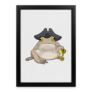 Frog Pirate Pirate Hat - Framed poster (27 × 37 cm) - black - Front