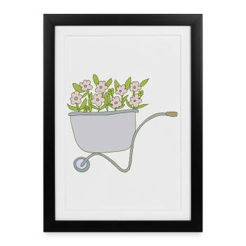 Wheelbarrows Flowers - Framed poster (27 × 37 cm) - black - Front