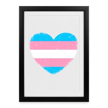 Cœur trans* | Dans un style vintage - Affiche encadrée (27 × 37 cm) - noir - Devant
