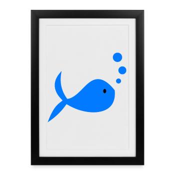 SURFING. FISH. BEACH. SEA. OCEAN. HUMOR. HOLIDAY - Framed poster (27 × 37 cm) - black - Front