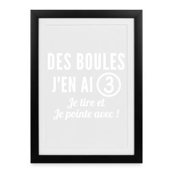 pétanque, fan de pétanque, club de pétanque - Affiche encadrée (27 × 37 cm) - noir - Devant