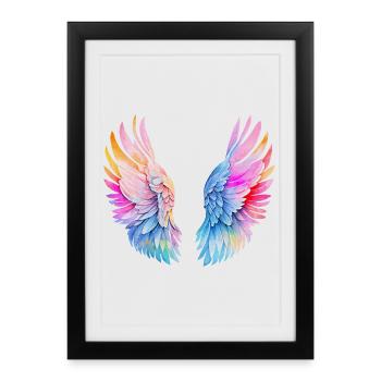 Ailes d’ange arc-en-ciel - Affiche encadrée (27 × 37 cm) - noir - Devant