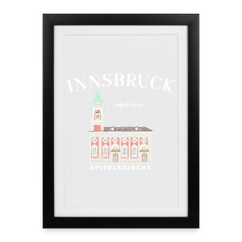 Innsbruck Autriche, tout simplement beau dessin - Affiche encadrée (27 × 37 cm) - noir - Devant