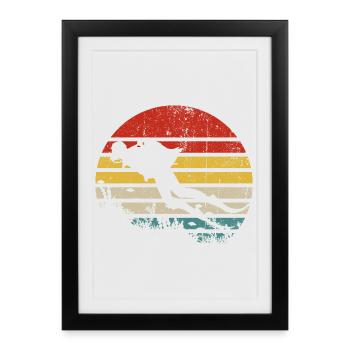 Silhouette rétro Sunset Surf - Affiche encadrée (27 × 37 cm) - noir - Devant