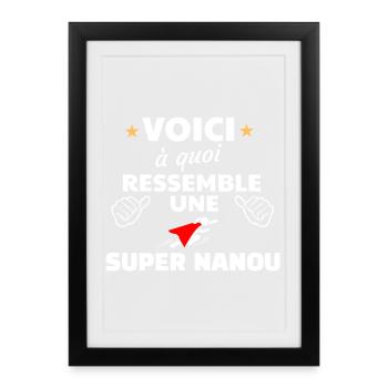 Design Inspiré Super Nanou Fête Noël - Affiche encadrée (27 × 37 cm) - noir - Devant