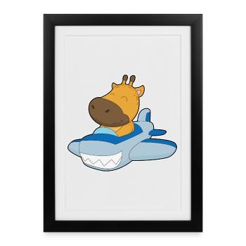 Giraffe Airplane - Framed poster (27 × 37 cm) - black - Front