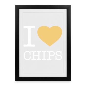 I LOVE CHIPS - Framed poster (27 × 37 cm) - black - Front