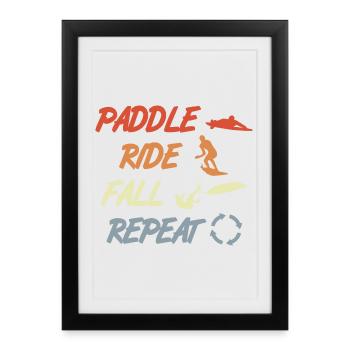 Paddle Surf Répétition - Affiche encadrée (27 × 37 cm) - noir - Devant