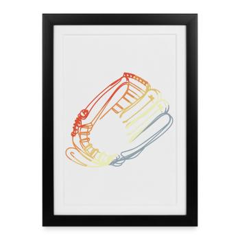 Gants de baseball Vintage Look - Affiche encadrée (27 × 37 cm) - noir - Devant