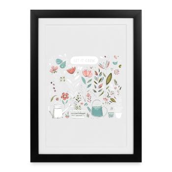Laissez-le pousser des fleurs de printemps jardin amour - Affiche encadrée (27 × 37 cm) - noir - Devant