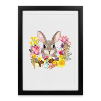 Easter Wreath & Easter Eggs with Rabbit as Easter Bunny - Framed poster (27 × 37 cm) - black - Front