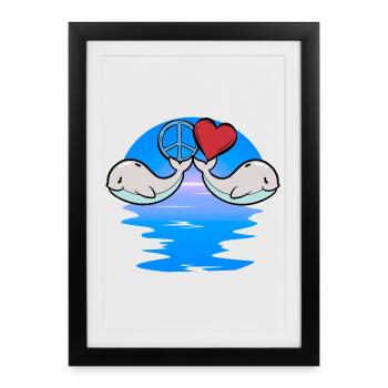 Bébé, Poisson-Baleine, Mammifère Marin, Enfants, Paix - Affiche encadrée (27 × 37 cm) - noir - Devant