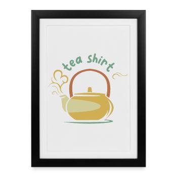 Théière Vintage Teashirt Illustration Bande Dessinée - Affiche encadrée (27 × 37 cm) - noir - Devant