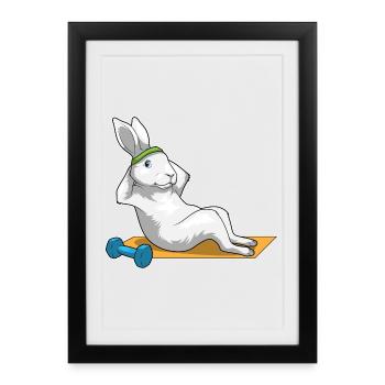Bunny Abdominal Training Bodybuilding - Affiche encadrée (27 × 37 cm) - noir - Devant