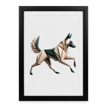3D Geometric Origami Malinois Dog - Framed poster (27 × 37 cm) - black - Front