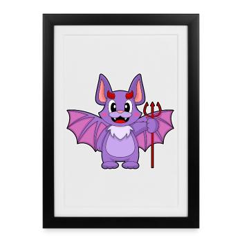 Chauve-souris Halloween Devil - Affiche encadrée (27 × 37 cm) - noir - Devant