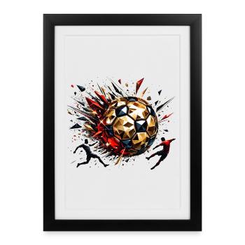 dynamic soccer players playing soccer - Framed poster (27 × 37 cm) - black - Front