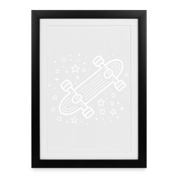Bande dessinée de skateboard - Affiche encadrée (27 × 37 cm) - noir - Devant