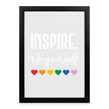 Mois de la fierté LGBT - Inspire. Soyez vous-même - Affiche encadrée (27 × 37 cm) - noir - Devant