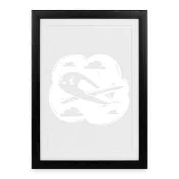 Propeller Plane Drawing - Framed poster (27 × 37 cm) - black - Front
