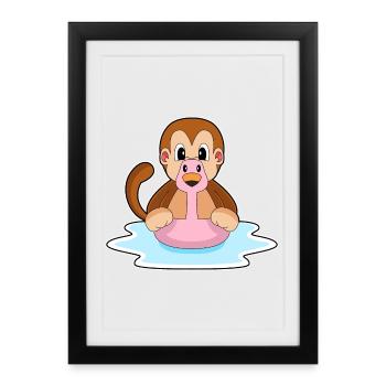 Singe Flamingo - Affiche encadrée (27 × 37 cm) - noir - Devant