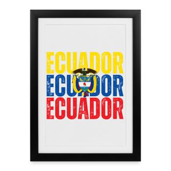 Drapeau de l’Équateur, fierté équatorienne - Affiche encadrée (27 × 37 cm) - noir - Devant