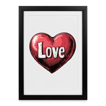 Herz der Liebe Illustration - Gerahmtes Poster (27 × 37 cm) - Schwarz - Vorne