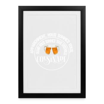 cousinade + année ou date à personnaliser - Affiche encadrée (27 × 37 cm) - noir - Devant