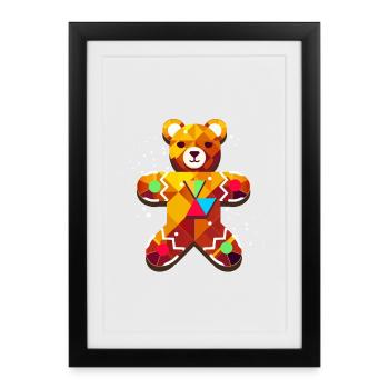 Ours en pain d’épice sucré – Design festif de Noël - Affiche encadrée (27 × 37 cm) - noir - Devant