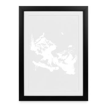 Snowboarding Grafik - Gerahmtes Poster (27 × 37 cm) - Schwarz - Vorne