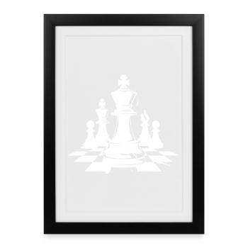 Chess Pieces Drawing - Framed poster (27 × 37 cm) - black - Front