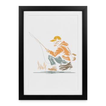 Angler Grafik - Gerahmtes Poster (27 × 37 cm) - Schwarz - Vorne