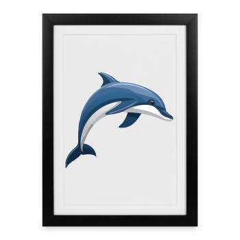 Dauphin sautant bleu et blanc - Affiche encadrée (27 × 37 cm) - noir - Devant