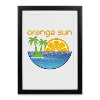 Soleil orange - Affiche encadrée (27 × 37 cm) - noir - Devant