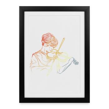 Garçon violoniste - Affiche encadrée (27 × 37 cm) - noir - Devant