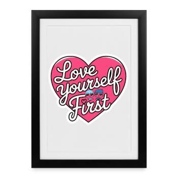 love yourself first Galentine’s Day 2026 - Affiche encadrée (27 × 37 cm) - noir - Devant