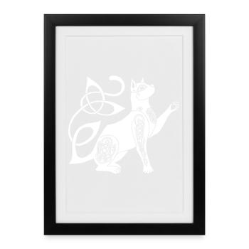Chat blanc celte - Affiche encadrée (27 × 37 cm) - noir - Devant