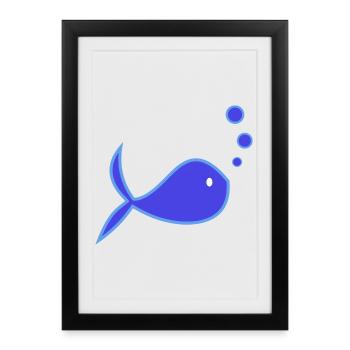 FISH. SARDINE. APRIL FOOL. SEA. OCEAN - Framed poster (27 × 37 cm) - black - Front