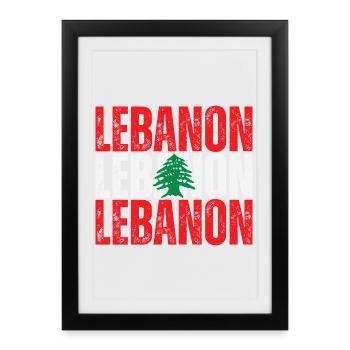 Drapeau du Liban, fierté libanaise - Affiche encadrée (27 × 37 cm) - noir - Devant