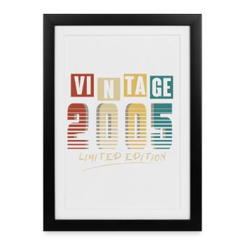 Original 2005 Vintage Anniversaire Rétro - Affiche encadrée (27 × 37 cm) - noir - Devant