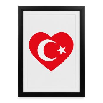 Cœur drapeau turc - Affiche encadrée (27 × 37 cm) - noir - Devant