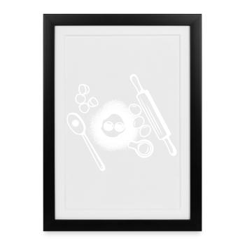 Baking Ingredients Drawing - Framed poster (27 × 37 cm) - black - Front