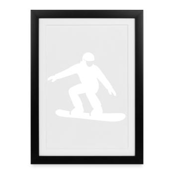 Silhouette de snowboarder Vacances d’hiver Sports d’hiver - Affiche encadrée (27 × 37 cm) - noir - Devant