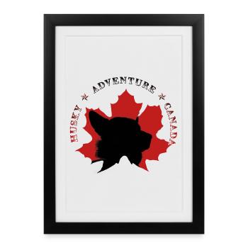 Chiens d'aventure sur Maple Leaf Canada - Affiche encadrée (27 × 37 cm) - noir - Devant