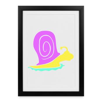 coquille d'escargot escargot coloré mignon silhouette cool - Affiche encadrée (27 × 37 cm) - noir - Devant